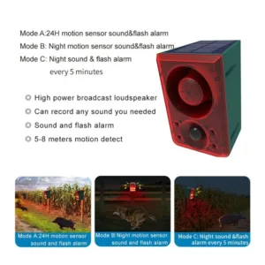Outdoor Solar Motion Sensor Alarm with Remote Control 129DB with Motion Detector for Farm Yard Garden Garage Shed — image 5