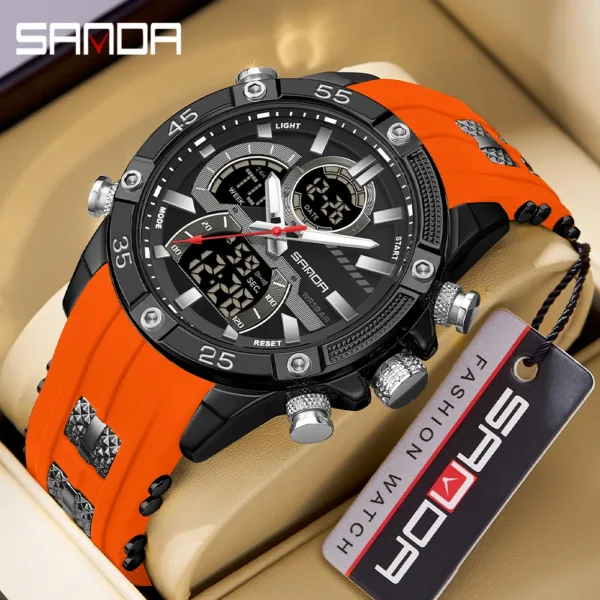 SANDA New 6162 Fashionable Men's Electronic Watch Sports Fashion Multifunctional Waterproof LED Men's Electronic Watch 2025