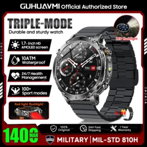 2026 New TANK Ultra 1400mAh Battery Military Smart Watch 10ATM Waterproof Heart Rate Tactical LED Flashlight Men Sports Bracelet — image 25