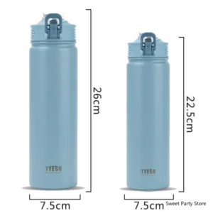 Tyeso 600/750ML Stainless Steel Vacuum Flask With Straw Car Thermal Cup Sports Water Bottle Travel Insulated Cup Thermal Mug — image 2