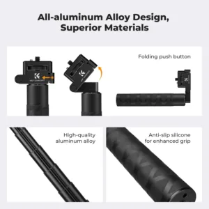 K&F CONCEPT Foldable Selfie Stick for Insta360 X5 X4 X3 DJI Osmo 360 92.5cm/36.4inch Aluminum Alloy Extension Rod Invisible Pole — image 5
