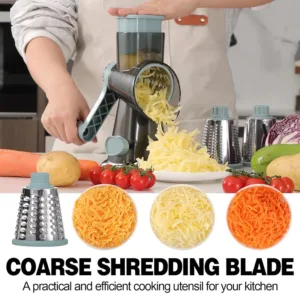 LMETJMA 3 in 1 Rotary Cheese Grater Versatile Manual Vegetable Slicer Peanut Nuts Grinder Cheese Vegetable Shredder Clear JT242 — image 3