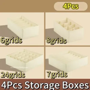 4pcs/1set Underwear Storage Box Foldable Non-woven Storage Box Six-piece Set Underwear Bra Socks Drawer Storage Finishing Box — image 14