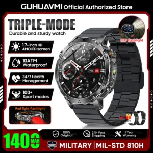 2026 New TANK Ultra 1400mAh Battery Military Smart Watch 10ATM Waterproof Heart Rate Tactical LED Flashlight Men Sports Bracelet — image 8