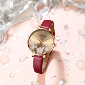 CURREN 9068 Women's Watch Quartz Wristwatch Slim Minimalist Printed Rhinestone Small-Dial Leather-Strap Women's Watch — image 4