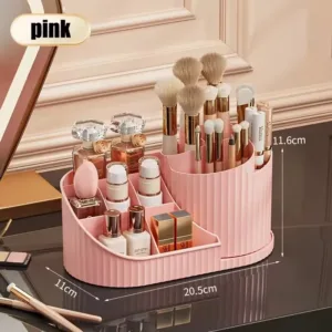 360° Rotating Vanity Makeup Organizer with Brush Holder, Large Spinning Cosmetic Storage for Skincare, Perfumes and Lotions — image 7