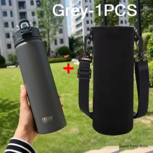 Tyeso 600/750ML Stainless Steel Vacuum Flask With Straw Car Thermal Cup Sports Water Bottle Travel Insulated Cup Thermal Mug — image 8