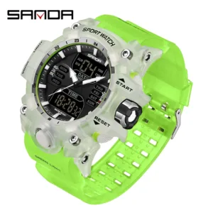 SANDA Luxury G Style Men's Electronic Watch Outdoor Sports LED Analog Digital Chronograph Military Dual Display 50M Waterproof — image 8