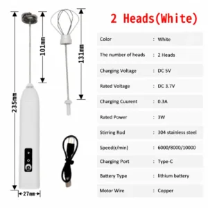 Wireless Milk Frother Electric Type-C Handheld Blender Stainless Steel Mini Coffee Maker Whisk Mixer For Coffee Cappuccino Cream — image 9
