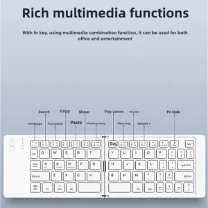 MINGCVIL Mini Foldable Wireless Keyboard Slim Portable Bluetooth Keyboard Rechargeable Folding Keyboard for IOS Windows Android — image 27