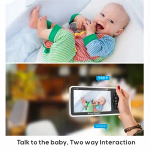 New 5 inch Video Baby Monitor with Camera and Audio, 4X Zoom, 22Hrs Battery, 1000ft Range 2-Way Audio Temperature Sensor Lullaby — image 4