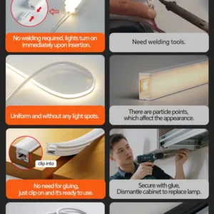 24V Neon LED Strip Light 2PIN Dupont Connector Cuttable 3-Color Optional Flexible for Kitchen Cabinet Closet Shelf Backlight — image 12
