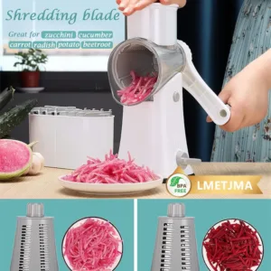 LMETJMA 5 in 1 Rotary Cheese Grater Shredder Kitchen Mandoline Vegetable Julienne Slicer Waffle Cutter Nut Chopper JT247 — image 17