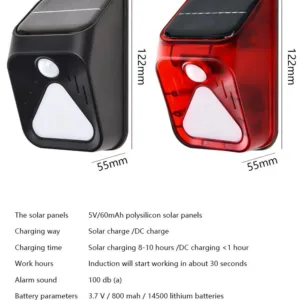 Waterproof Solar Powered Alarm Light Siren Remote Control Motion Sensor Detector Strobe Alarm Pet For Home Yard Outdoor Security — image 6