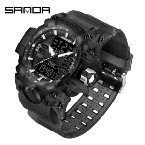 SANDA Luxury G Style Men's Electronic Watch Outdoor Sports LED Analog Digital Chronograph Military Dual Display 50M Waterproof — image 12