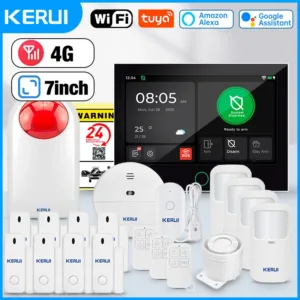 KERUI WiFi/4G GSM Burglar Alarm with 7 Inch Large IPS Touch Screen for Home Security Alarm System with Siren Motion Sensor G70
