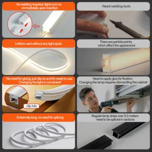 24V Neon LED Strip Light 2PIN Dupont Connector Cuttable 3-Color Optional Flexible for Kitchen Cabinet Closet Shelf Backlight — image 3