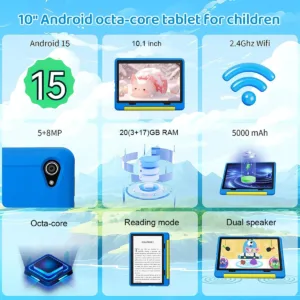 Kid Tablet Android 15 Tablet for Kids 10 inch 20GB+64GB 8-Core with Case 1TB TF Expandable for Toddler Children Parental Control — image 2