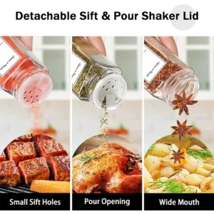 6/12/24pcs Glass Spice Jars with Bamboo Lids Or Metal Lids Include Minimalist Spice Labels Stickers Collapsible Funnel Jar Set — image 2