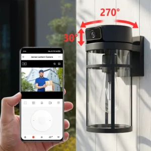Jarnex Outdoor Porch Light Camera 2K PTZ WiFi Security Camera AI Human Detection Yard Light 4MP Two Way Audio PTZ Garden Lamp — image 3