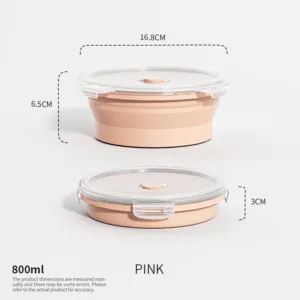 Collapsible Food Storage Containers Foldable Silicone Lunch Containers with Lids, Rectangle Collapsible Bowls Round Food Bowls — image 15
