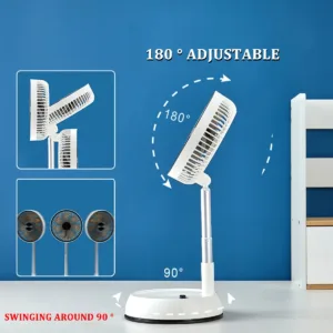 HOMEFISH Portable Oscillating Standing Fan with Remote Controller Foldable Rechargeable Battery Powered Pedestal Fan for Camping — image 4