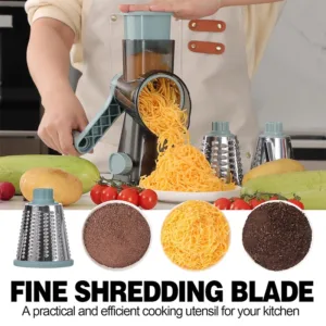 LMETJMA 3 in 1 Rotary Cheese Grater Versatile Manual Vegetable Slicer Peanut Nuts Grinder Cheese Vegetable Shredder Clear JT242 — image 2