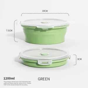 Collapsible Food Storage Containers Foldable Silicone Lunch Containers with Lids, Rectangle Collapsible Bowls Round Food Bowls — image 8