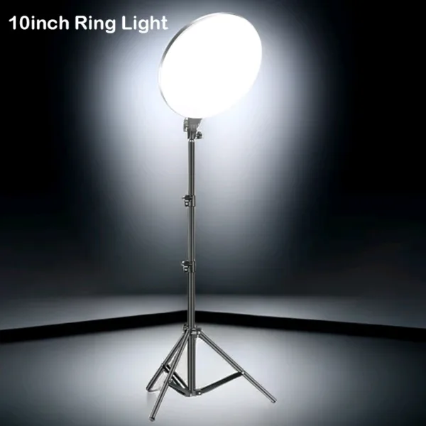 10inch LED Photography Fill Lighting , Tripod Stand Boom Arm Camera Photo Studio Circle Led Selfie Ring Light Phone Lamp Video