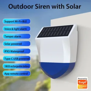 Tuya Smart For Zigbee/Wifi Siren Alarm Waterproof Outdoor With Solar And USB Power Supply Optional 95dB Remote Control — image 6