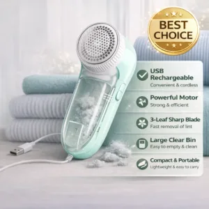 Portable Electric Fabric Shaver - Professional Lint Remover & Fuzz Trimmer for Clothes, Household Use with Sharp Blade and Brush