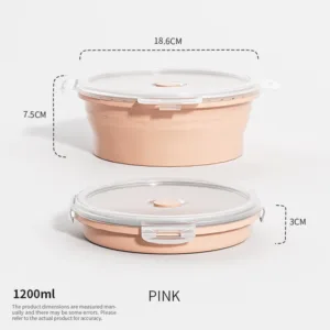 Collapsible Food Storage Containers Foldable Silicone Lunch Containers with Lids, Rectangle Collapsible Bowls Round Food Bowls — image 7