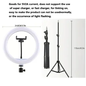 110cm tripod stand+O-clip, equipped with 10 inch live streaming ring fill light and selfie live streaming artifact — image 6