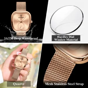 POEDAGAR Luxury Brand Woman Watch Waterproof Stainless Steel Mesh Women's Watches Fashion Elegant Quartz Ladies Wristwatch Reloj — image 4