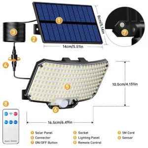 Solar Lights Outdoor 234LED 3 Modes Motion Sensor Flood Lights with Remote IP65 Waterproof Security Solar Lights for Outside — image 14