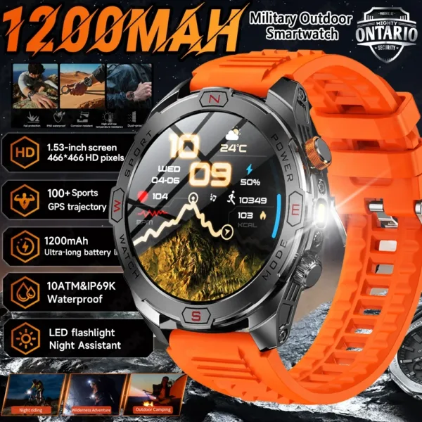 ChiBear Genuine Military Smart Watch Men: 1200 mAh Battery Compass GPS Sports Outdoor Watch Bluetooth Call Smartwatch 2026 New