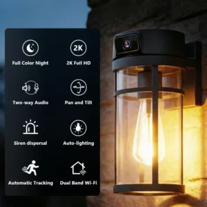 Jarnex Outdoor Porch Light Camera 2K PTZ WiFi Security Camera AI Human Detection Yard Light 4MP Two Way Audio PTZ Garden Lamp — image 2