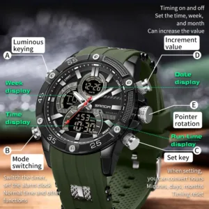 SANDA New 6162 Fashionable Men's Electronic Watch Sports Fashion Multifunctional Waterproof LED Men's Electronic Watch 2025 — image 4