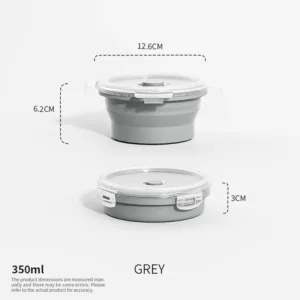 Collapsible Food Storage Containers Foldable Silicone Lunch Containers with Lids, Rectangle Collapsible Bowls Round Food Bowls — image 25