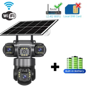 V380PRO 3 Lens WiFi Solar Camera 15MP 360 Outdoor Waterproof CCTV Night Vision Two-Way Audio Camera Mobile Tracking 4G IP Camera — image 7