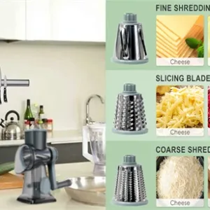 LMETJMA 3 in 1 Rotary Cheese Grater Versatile Manual Vegetable Slicer Peanut Nuts Grinder Cheese Vegetable Shredder Clear JT242 — image 13