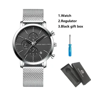 HANNAH MARTIN Brand Top Men Watch Black Stainless Steel Fashion Waterproof Sports Multifunctional Quartz Watch Relogio Masculino — image 12