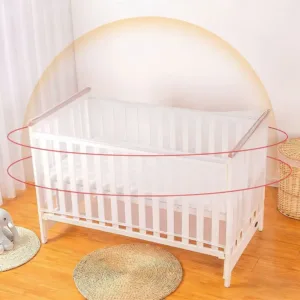 Mosquito Crib Mosquito Net Washable Foldable Baby Cot Cover Breathable Full-face Stroller Safety Tent for Holidays Travel Summer — image 2