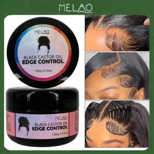 Black Castor Oil Edge Control, MELAO Strong Hold Edge Control Gel, for Natural & Textured Hair, Defines Hairline, Smoothes Holds — image 2
