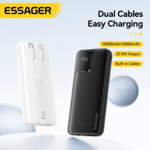 Essager Portable Power Bank 20000mAh with Two Built-in Cables External Battery PD 22.5W Fast Charging For iPhone 17 16 15 Xiaomi — image 2