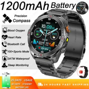 ChiBear Genuine Military Smart Watch Men: 1200 mAh Battery Compass GPS Sports Outdoor Watch Bluetooth Call Smartwatch 2026 New — image 19