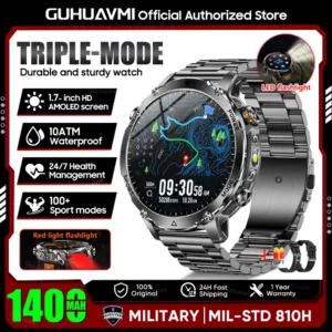 2026 New TANK Ultra 1400mAh Battery Military Smart Watch 10ATM Waterproof Heart Rate Tactical LED Flashlight Men Sports Bracelet — image 21