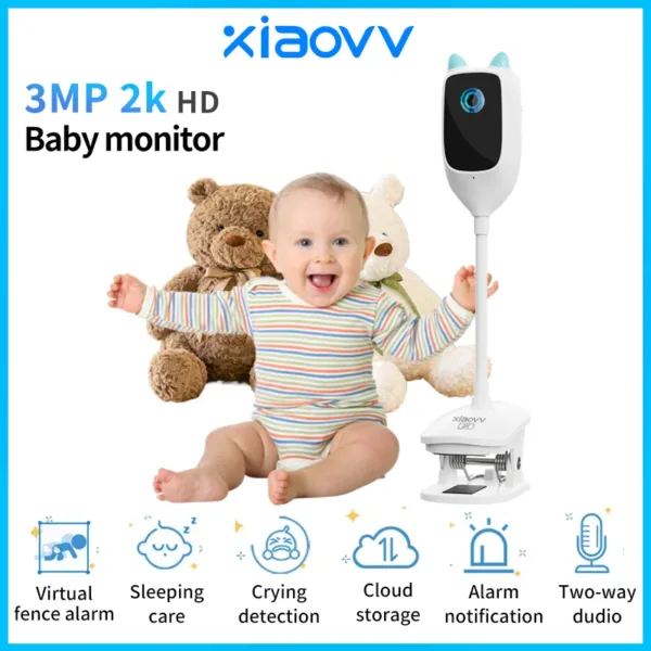 4MP WiFi indoor high-definition crying detection Video baby monitor full-color night vision 360 degree rotating network camera