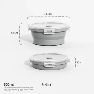 Collapsible Food Storage Containers Foldable Silicone Lunch Containers with Lids, Rectangle Collapsible Bowls Round Food Bowls — image 13